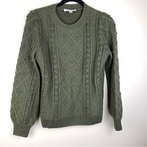 Amour Vert 100% Wool Green Crew Neck Sweater